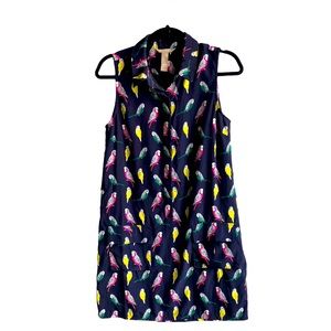 Banana Republic shift dress with birds, navy, 4